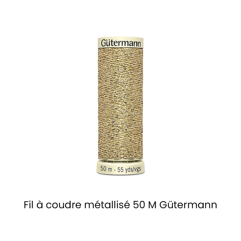 Fil à coudre métallisé Gütermann 50 m doré