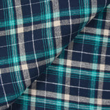 Flanelle de coton à carreaux Sam turquoise et bleu marine