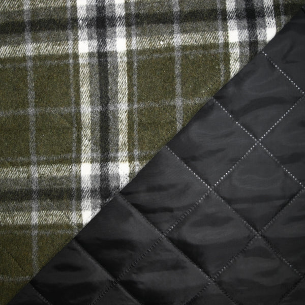 Flanelle matelassée à carreaux Adèle kaki