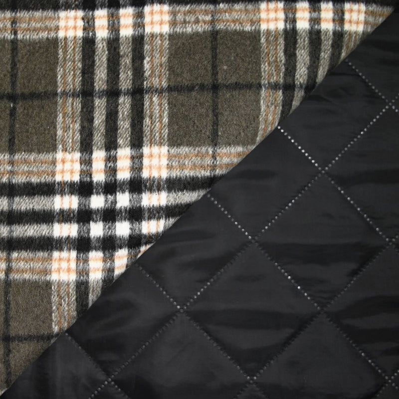 Flanelle matelassée à carreaux Carolina gris vert