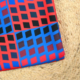 Gabardine de polyester imprimée grand carré fond rouge