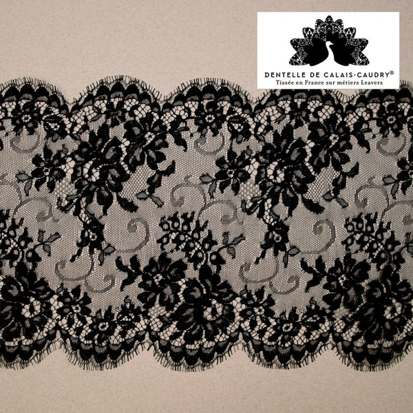 Galon Dentelle de Calais® Margot noir au mètre