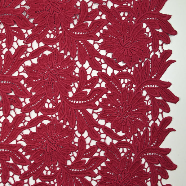 Guipure de coton Daphné rouge fraise