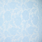 Guipure fine motif champêtre fond bleu maya