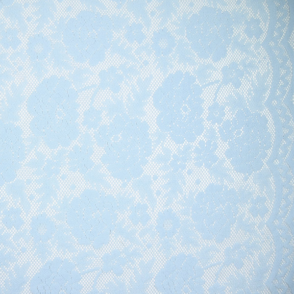 Guipure fine motif champêtre fond bleu maya