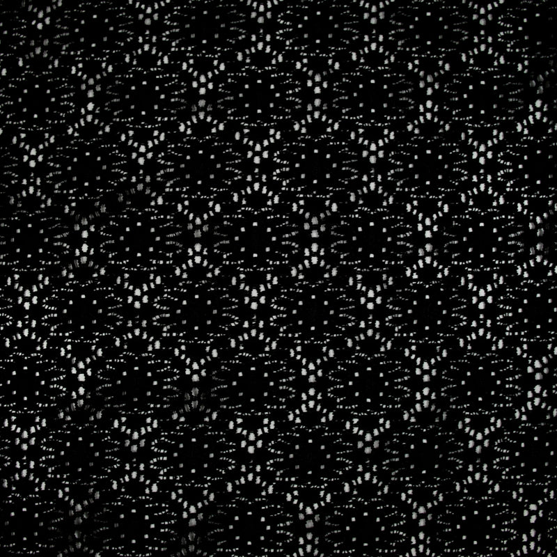 Guipure motif marguerite fond noir