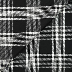 Jacquard de laine mélangée à carreaux écru fond noir