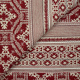 Jacquard de polycoton frise aztèque rouge et écru