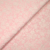 Jacquard de polycoton liaison de fleurs fond rose