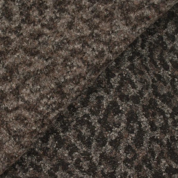 Jacquard de laine mélangée bouillie beige et marron