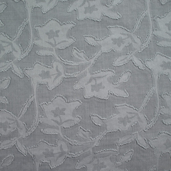 Jacquard de polyester fleurs plumetis gris