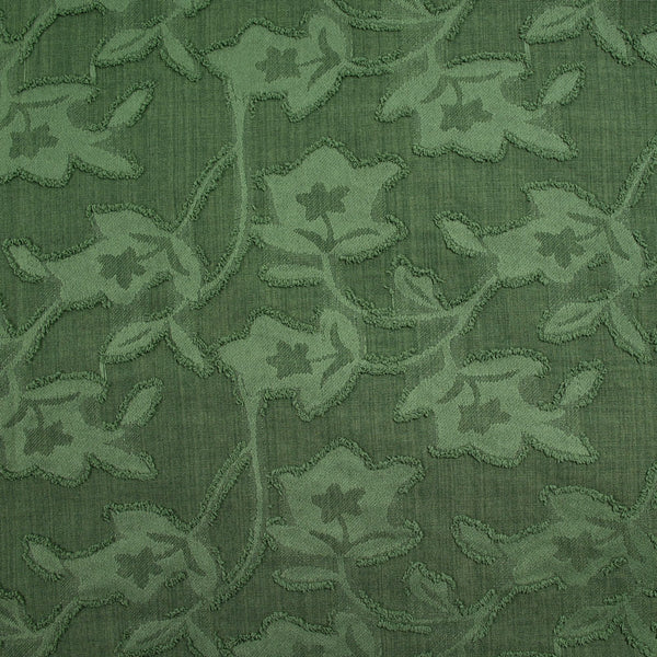 Jacquard de polyester fleurs plumetis vert