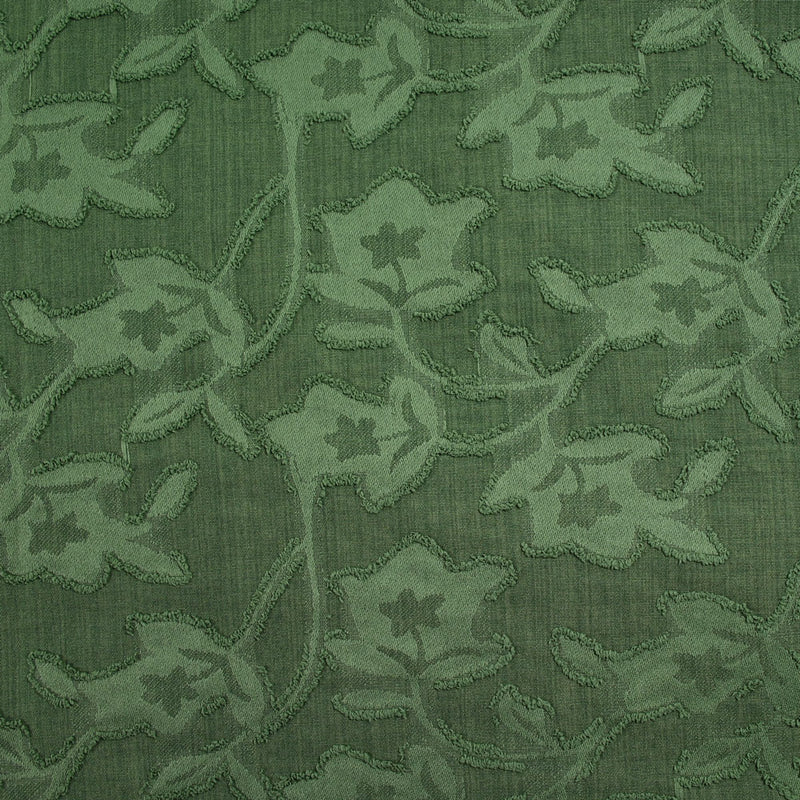 Jacquard de polyester fleurs plumetis vert
