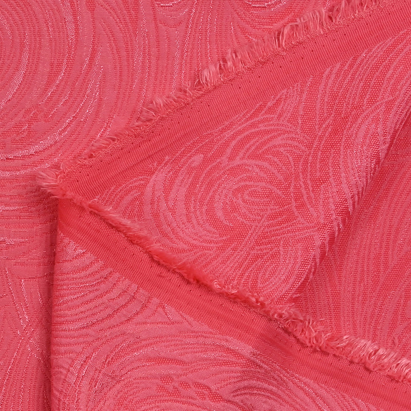 Polyester jacquard Marie Rose Corail