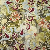 Jacquard de polyester satiné imprimé fantaisie baroque kaki