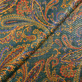 Jacquard polyester lamé cachemire orange et violet fond canard