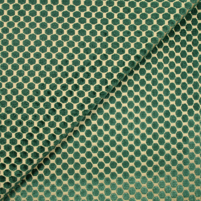 Jacquard velours lourd à pois vert émeraude