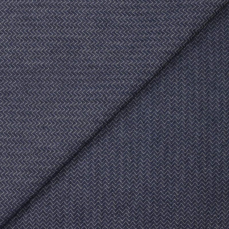 Jean's coton chevrons en jacquard bleu foncé
