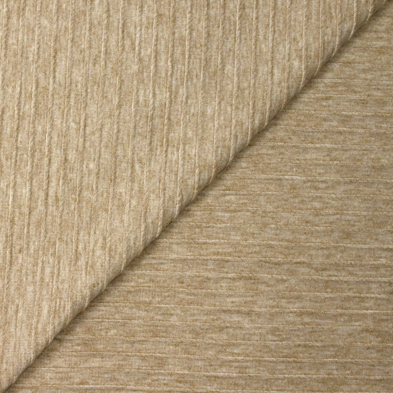 Jersey rayure ton sur ton en relief beige chiné