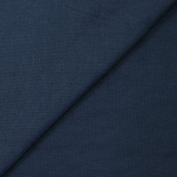 Jersey de coton côtelé bleu foncé
