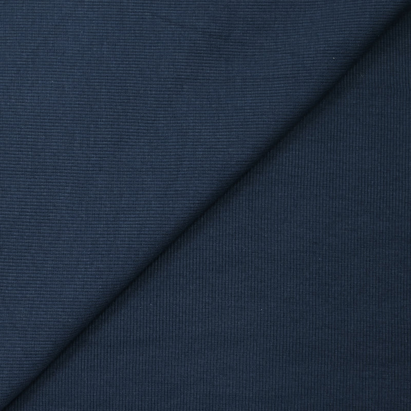 Jersey de coton côtelé bleu foncé
