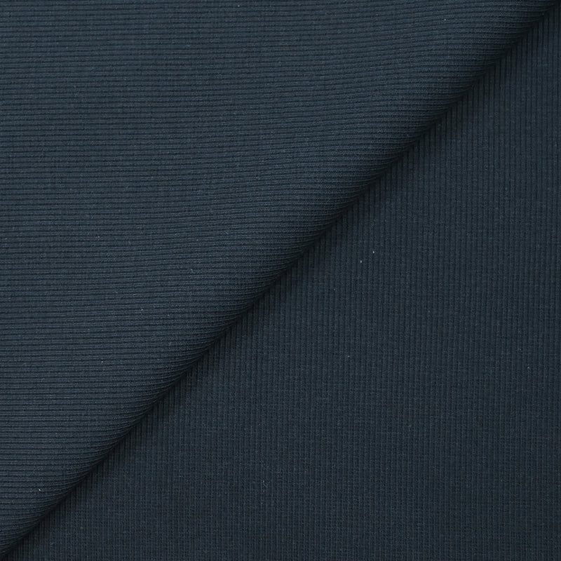 Jersey de coton côtelé bleu nuit