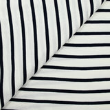 Jersey de coton fin rayé marine fond blanc