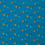 Jersey de coton imprimé cocktail fond turquoise