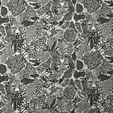 Jersey de coton imprimé jungle dangereuse fond blanc