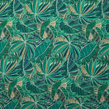Jersey de coton imprimé jungle turquoise et vert
