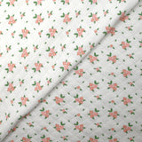 Jersey de coton matelassé imprimé fleurettes fond blanc