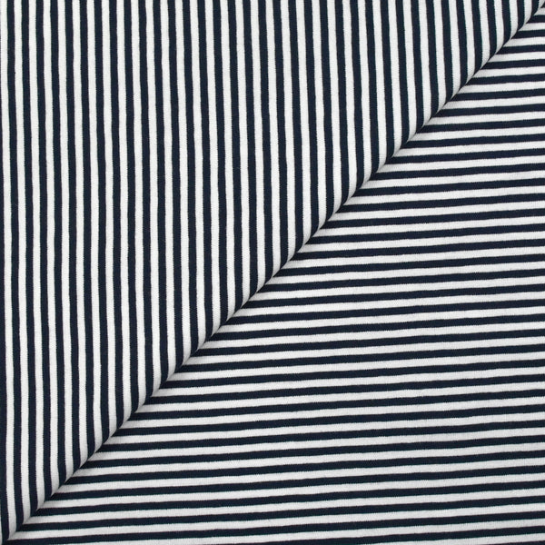 Jersey de coton rayé marinière bleu nuit et blanc