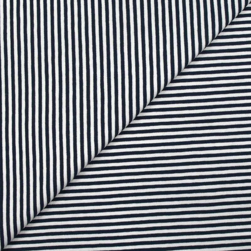 Jersey de coton rayé marinière bleu nuit et blanc