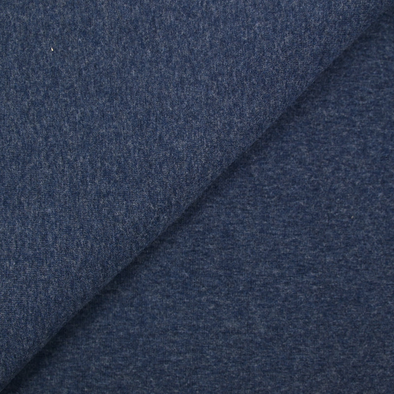 Jersey côtelé de laine mélangée bleu chiné