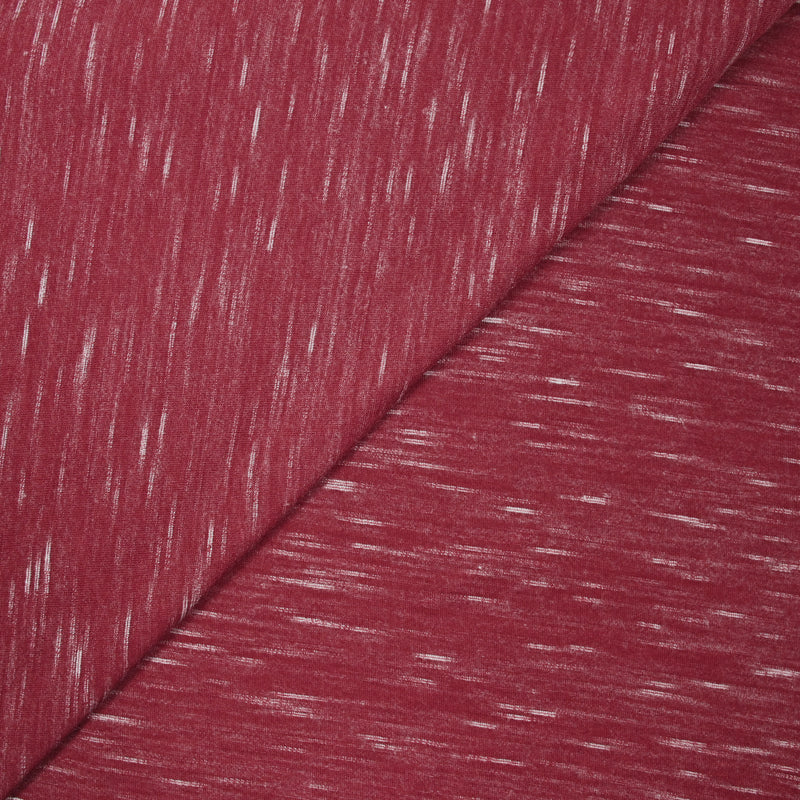 Jersey de polyester flammé blanc fond rouge fraise