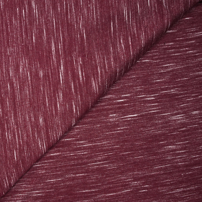 Jersey de polyester flammé blanc fond rouge grenat
