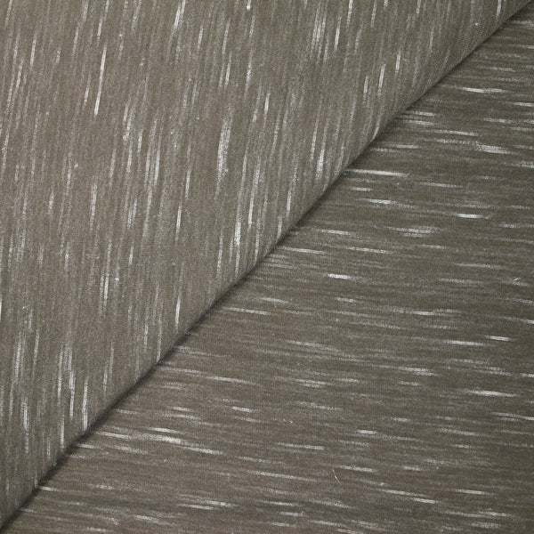 Jersey de polyester flammé blanc fond taupe