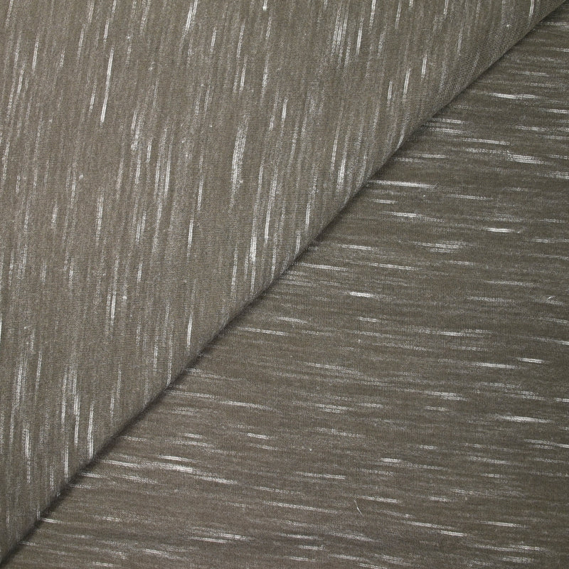 Jersey de polyester flammé blanc fond taupe