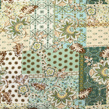 Jersey de polyester floqué et imprimé patchwork vert