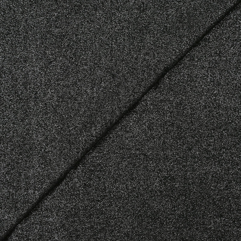 Jersey de polyester irisé argenté fond noir