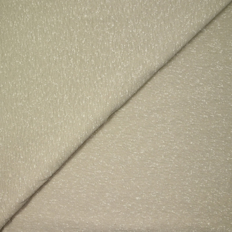 Jersey de polyester moucheté blanc fond grège