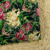 Jersey de velours botanique fuchsia et doré fond dévoré