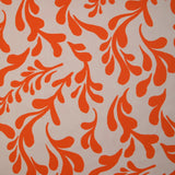 Jersey de velours ras imprimé branche rétro orange fond écru