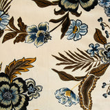 Jersey de velours ras imprimé fleur noire et marron fond ivoire