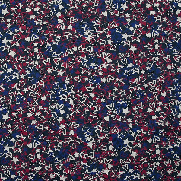 Jersey de viscose imprimé graffitis indigo et framboise fond bleu nuit