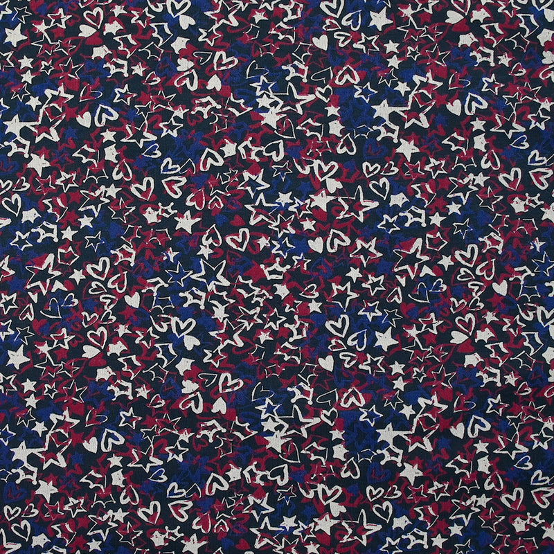 Jersey de viscose imprimé graffitis indigo et framboise fond bleu nuit