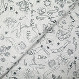 Jersey french terry coton imprimé rock gris chiné