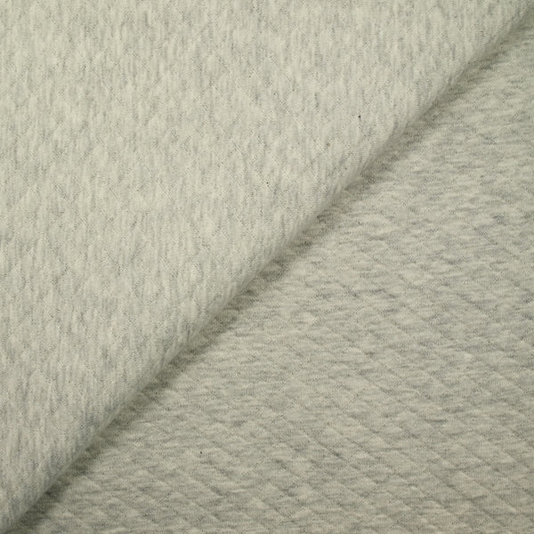 Jersey matelassé polycoton gris chiné clair