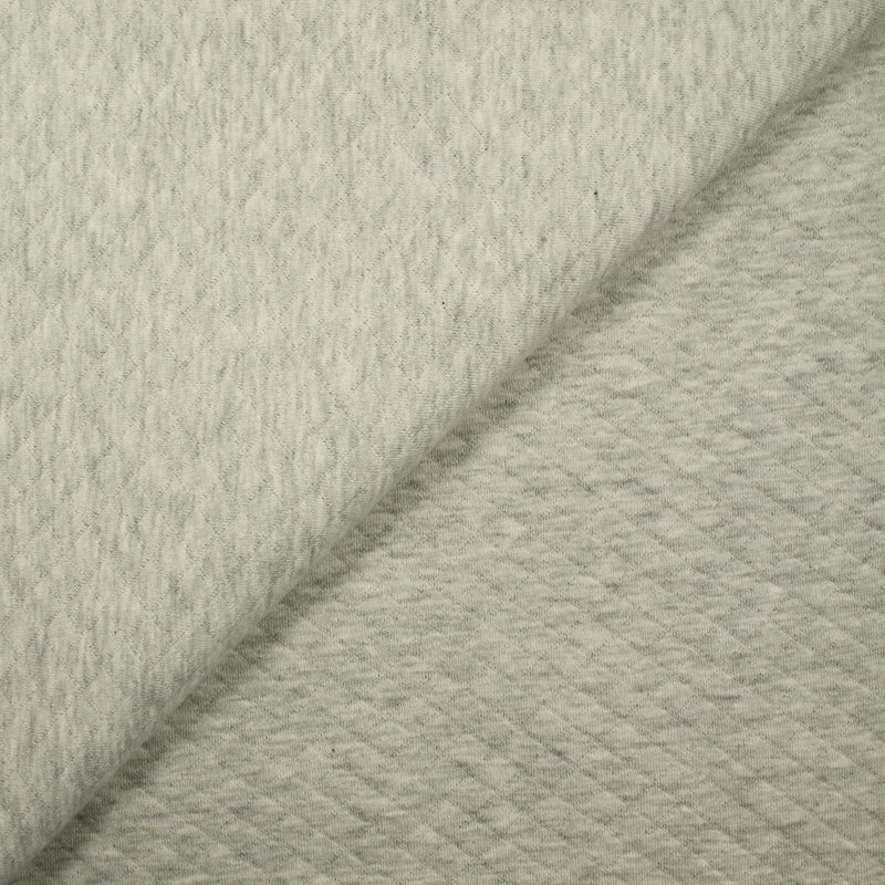 Jersey matelassé polycoton gris chiné clair