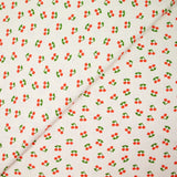Jersey pointelle coton imprimé cerise fond blanc cassé